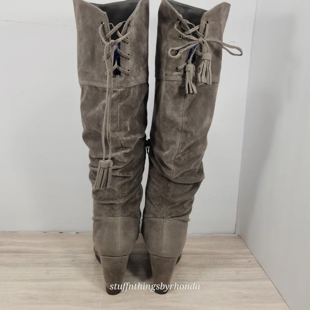 Shoedazzle Faux Suede Gray Wedge Boots Style Sunni US 9 / EU 40 / UK 7 - Picture 6 of 8